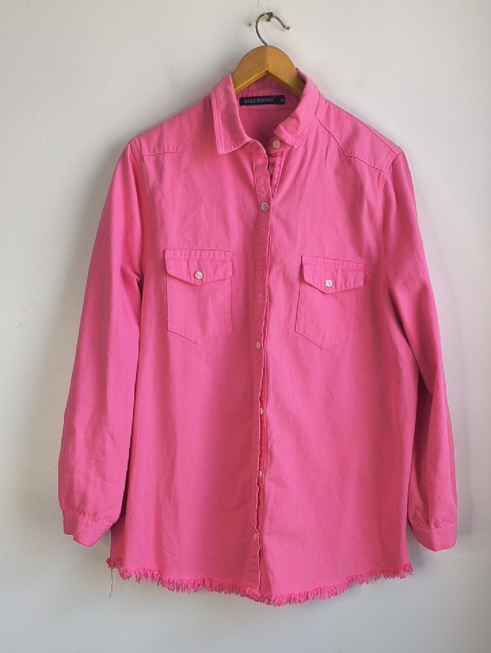 Bright Pink Long-Sleeve Button-Down Shirt